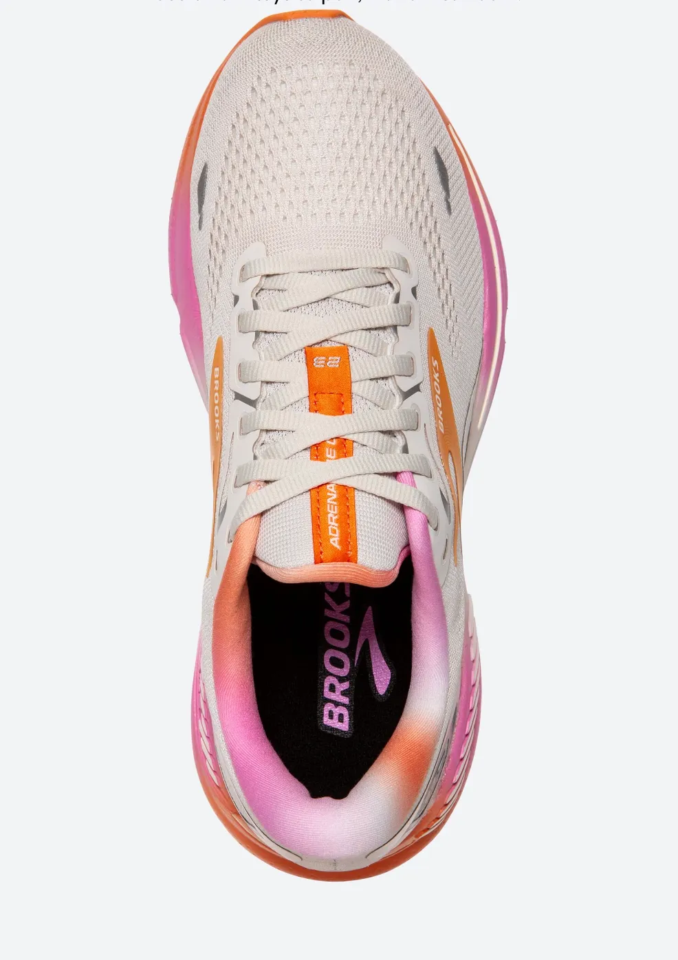 Brooks Womens Adrenaline GTS 23- White Sand/Sunset/Fuchsia (1203811B117)