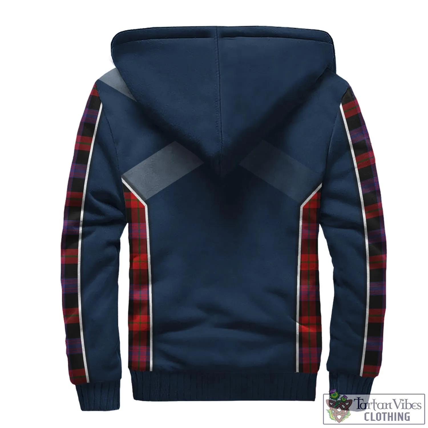 Broun Modern Tartan Sherpa Hoodie with Family Crest and Scottish Thistle Vibes Sport Style