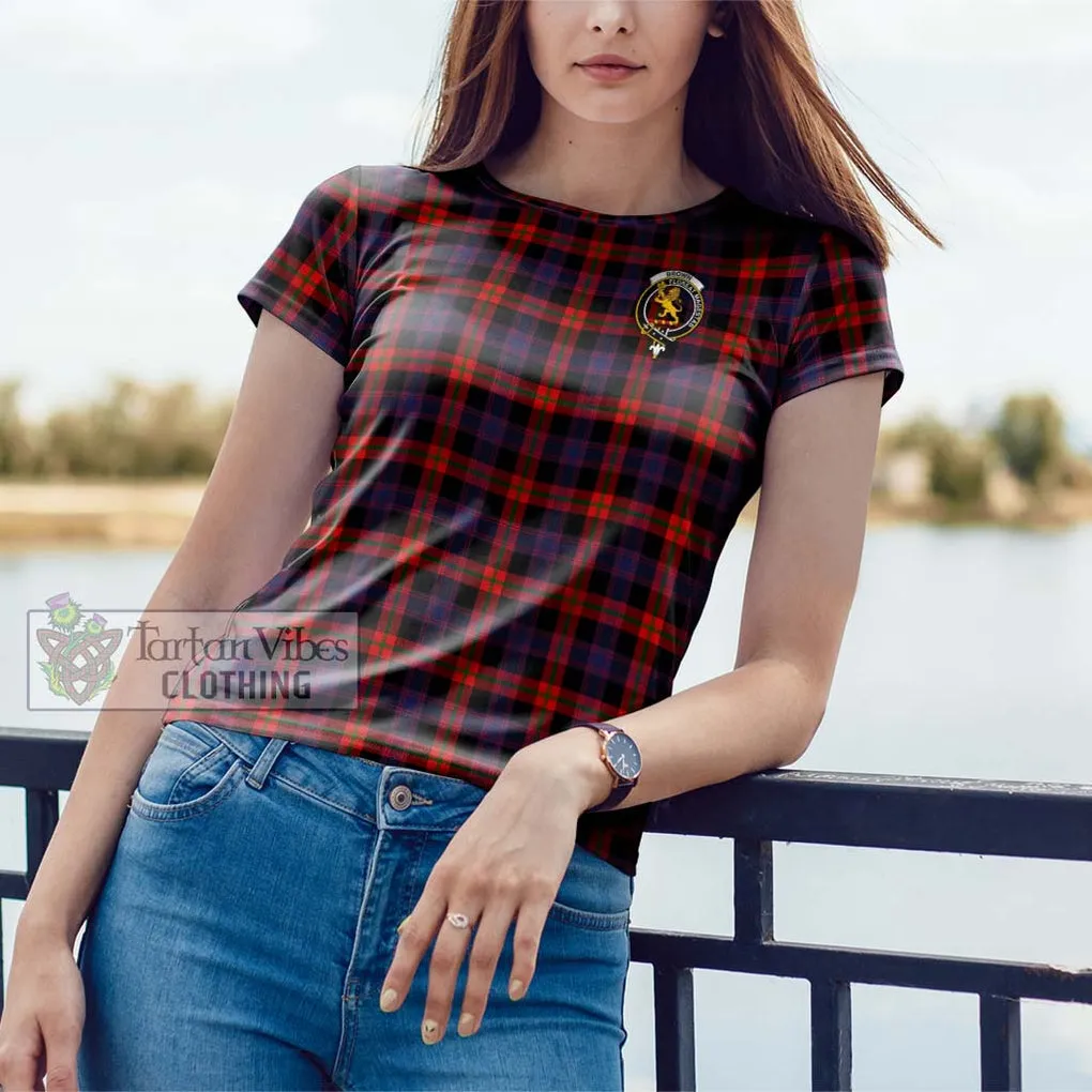 Brown (Broun) Tartan Cotton T-Shirt with Family Crest