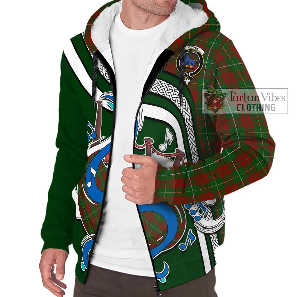 Bruce Hunting Tartan Sherpa Hoodie with Epic Bagpipe Style