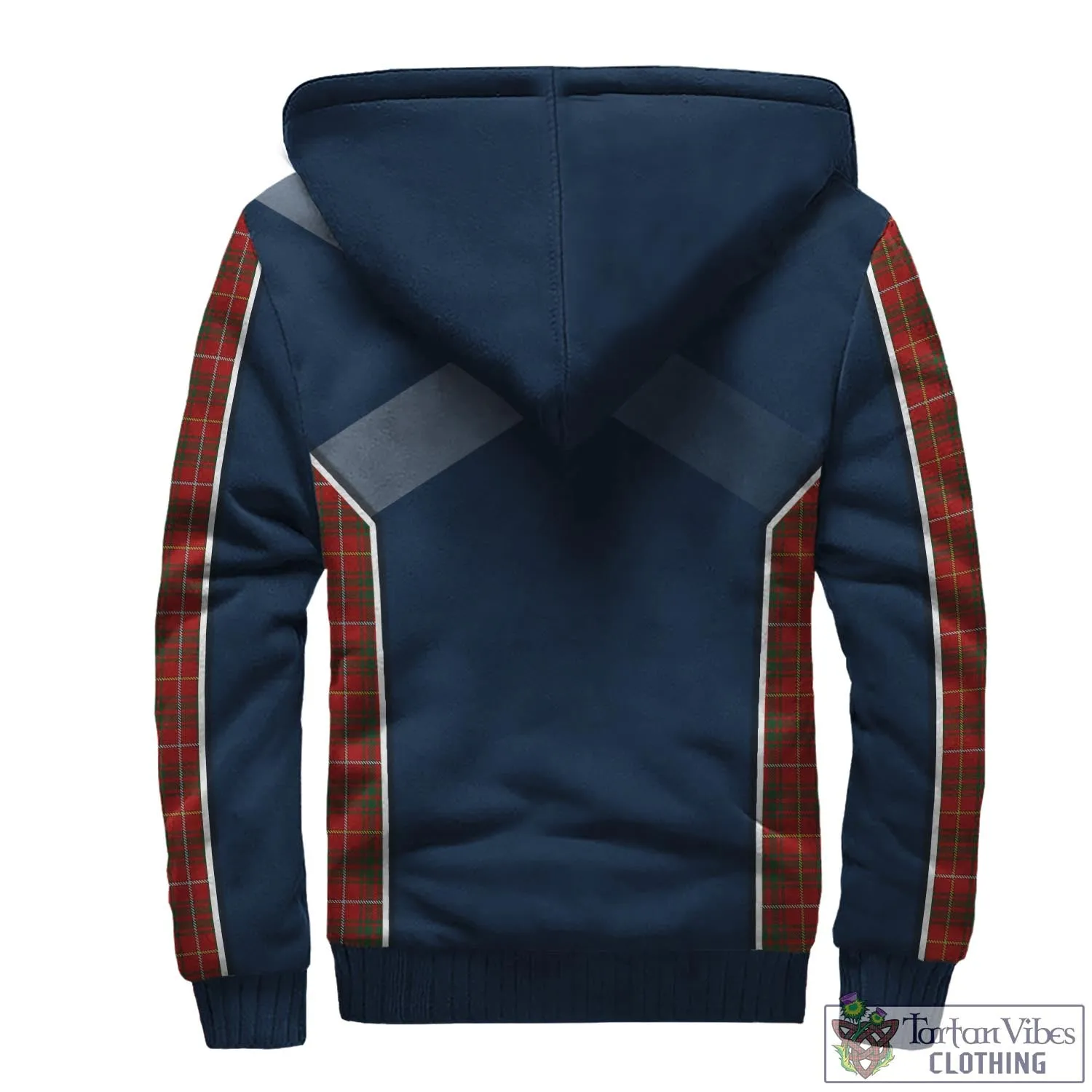 Bruce Tartan Sherpa Hoodie with Family Crest and Lion Rampant Vibes Sport Style