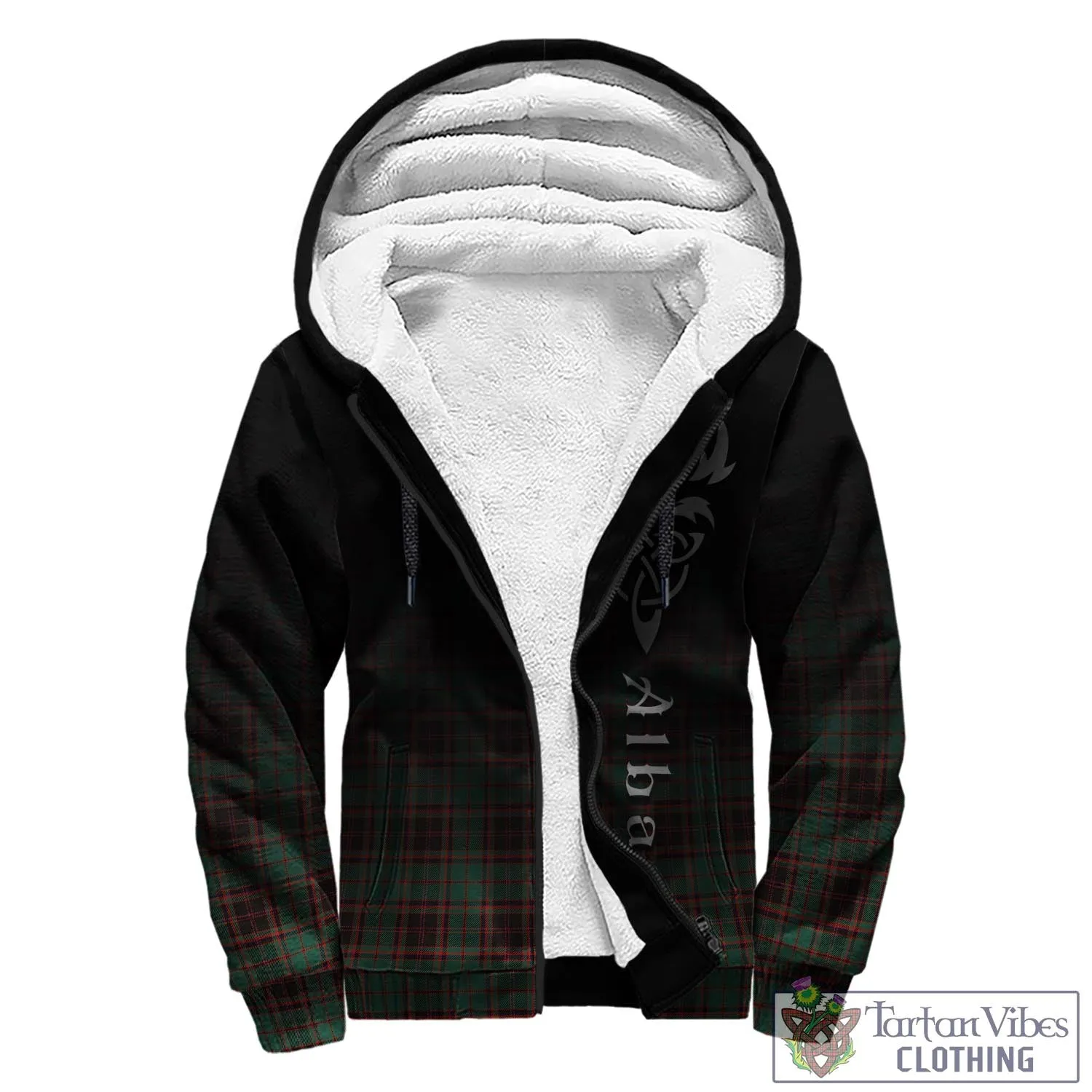 Buchan Ancient Tartan Sherpa Hoodie Featuring Alba Gu Brath Family Crest Celtic Inspired