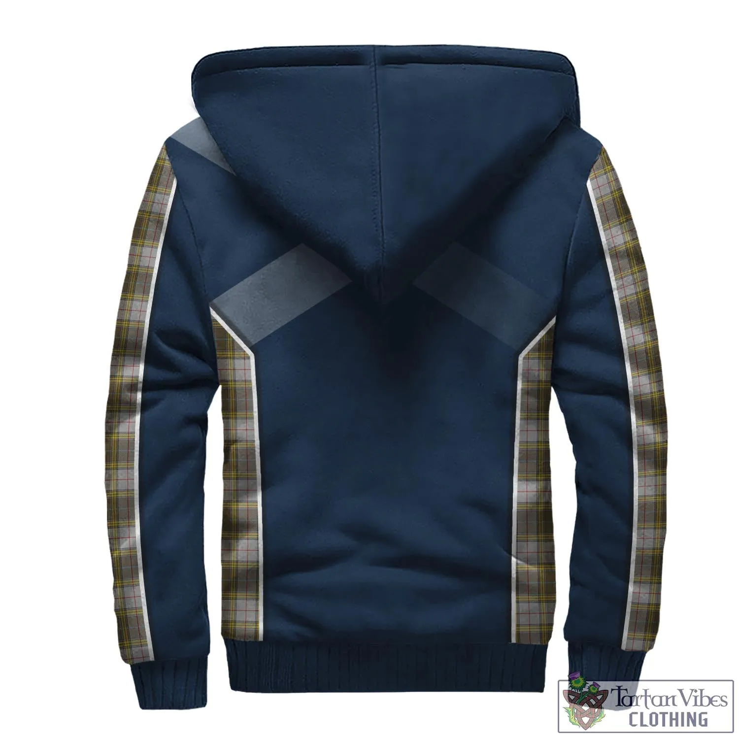 Buchanan Dress Tartan Sherpa Hoodie with Family Crest and Scottish Thistle Vibes Sport Style