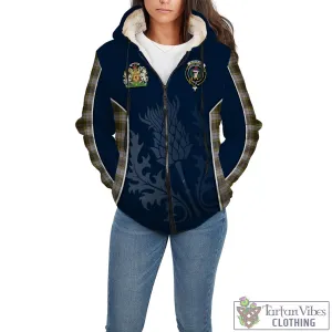 Buchanan Dress Tartan Sherpa Hoodie with Family Crest and Scottish Thistle Vibes Sport Style