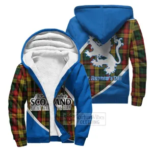 Buchanan Family Crest Tartan Sherpa Hoodie Celebrate Saint Andrew's Day in Style