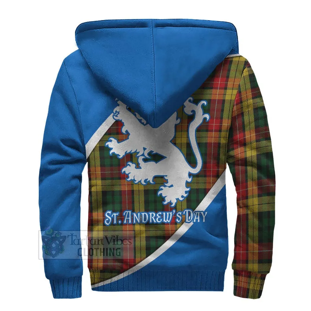 Buchanan Family Crest Tartan Sherpa Hoodie Celebrate Saint Andrew's Day in Style