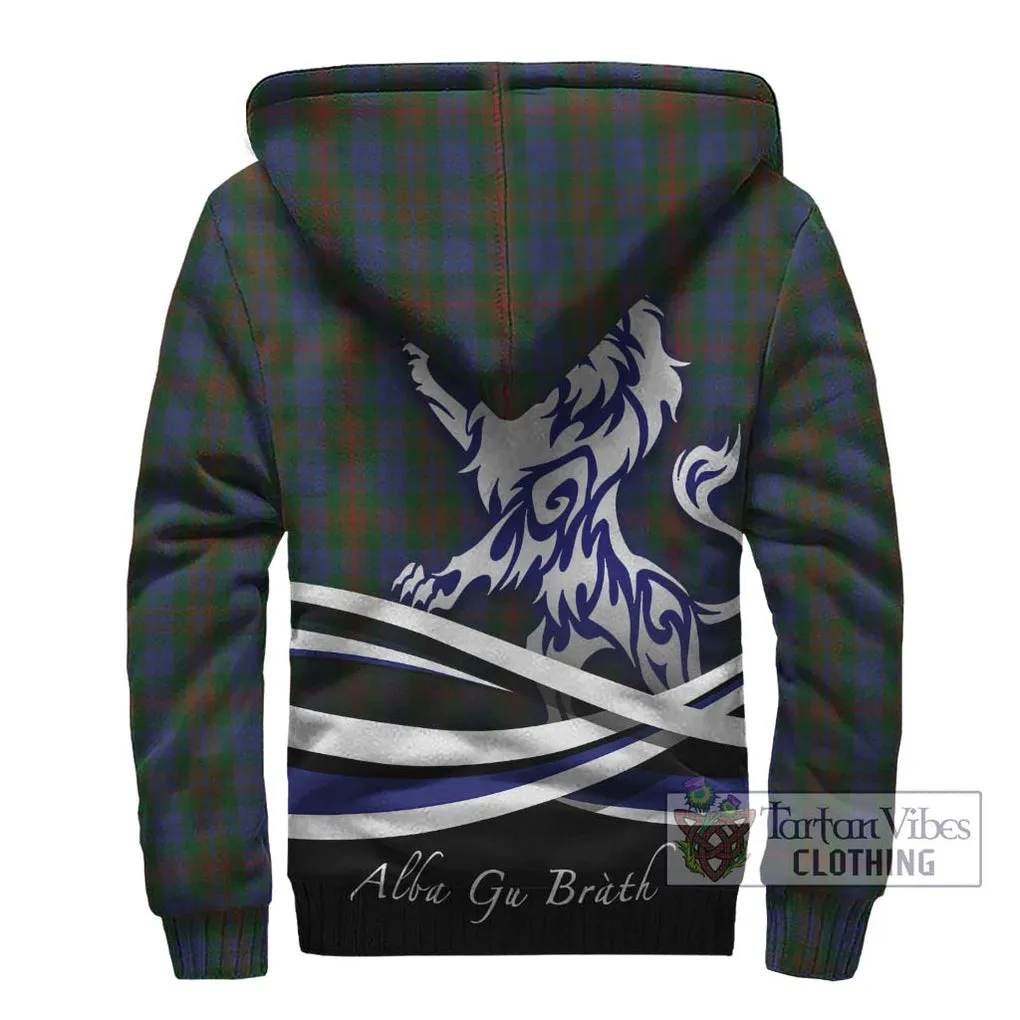 Buchanan Hunting Tartan Sherpa Hoodie with Alba Gu Brath Regal Lion Emblem