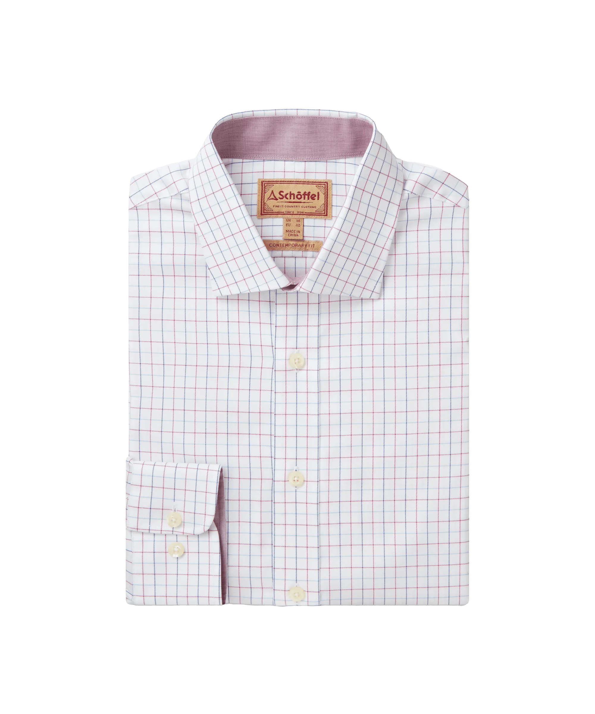 Buckden Tailored Shirt - Blue/Pink Check