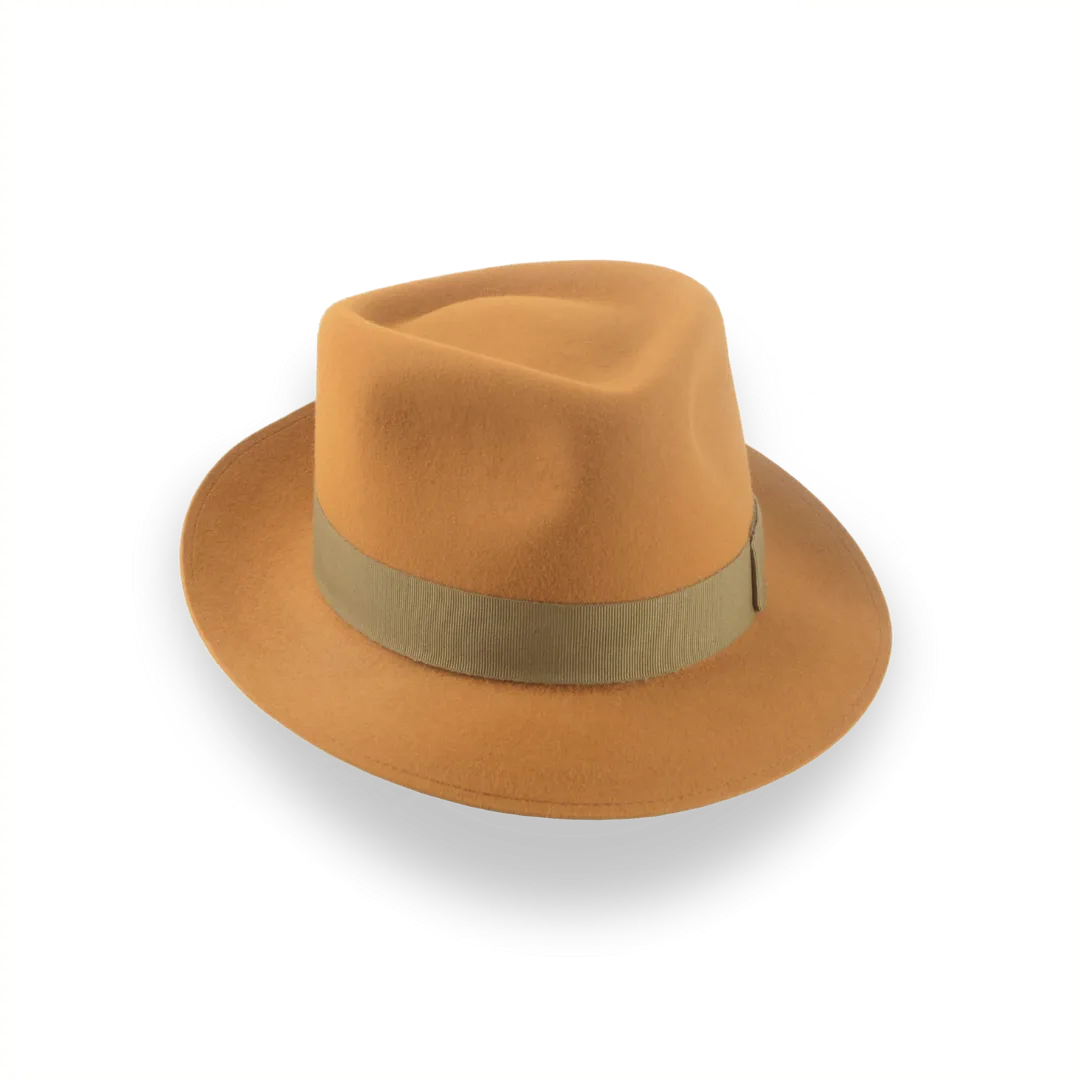 Burnt Orange Small Brim Trilby Fedora Hat in Stylish Fur Felt | The Colombo