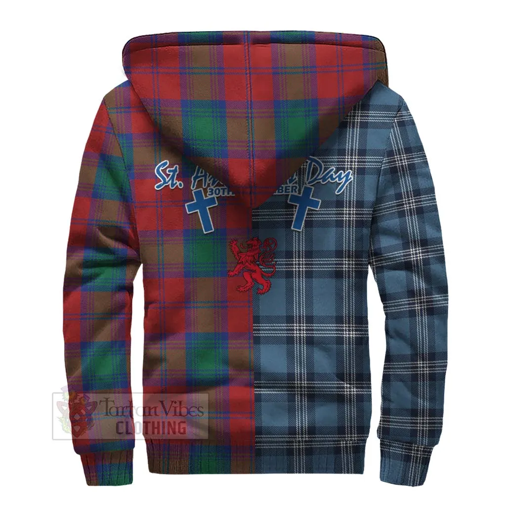 Byres (Byses) Tartan Sherpa Hoodie Happy St. Andrew's Day Half Tartan Style