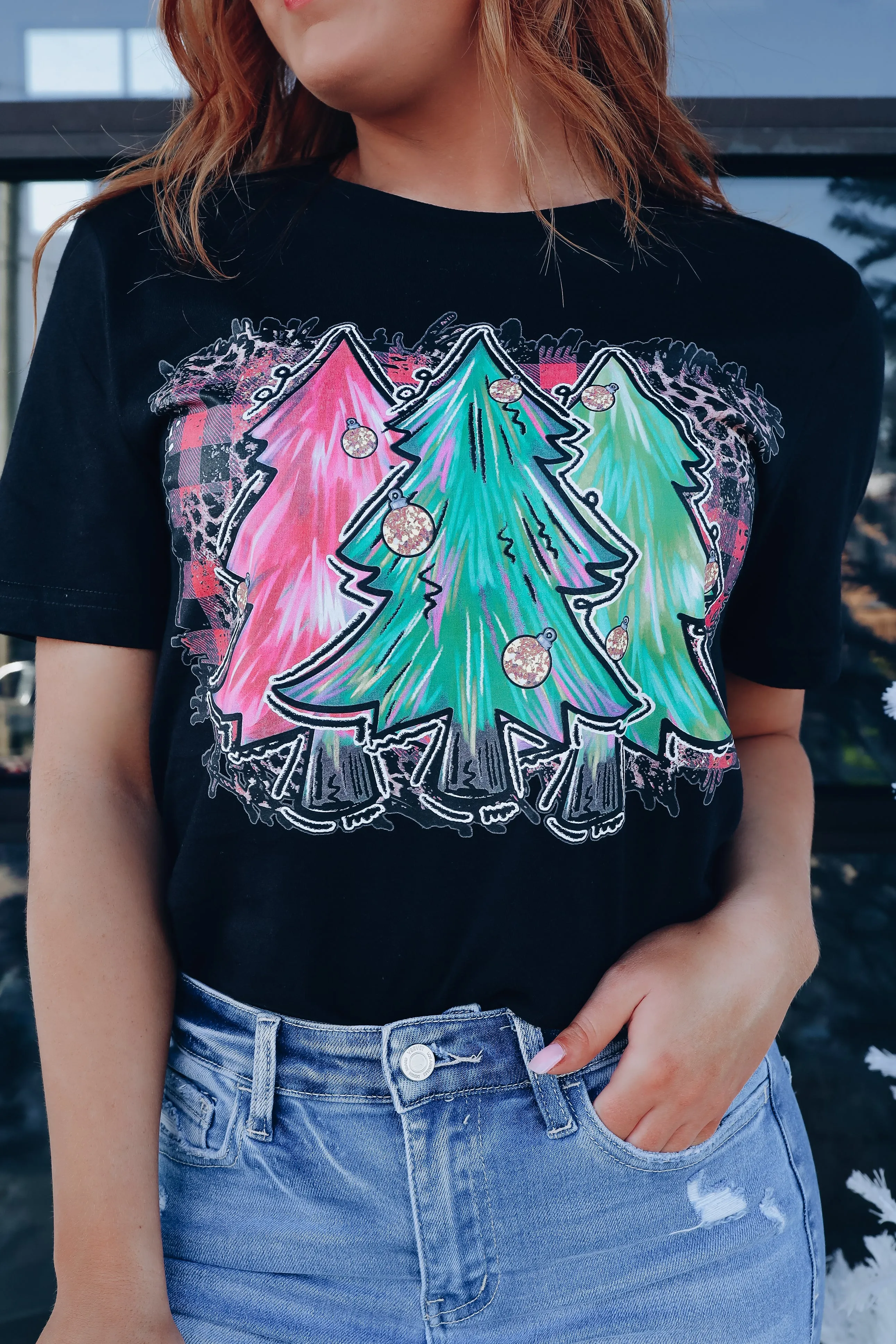 Christmas Tree Trinity Graphic Tee - Black