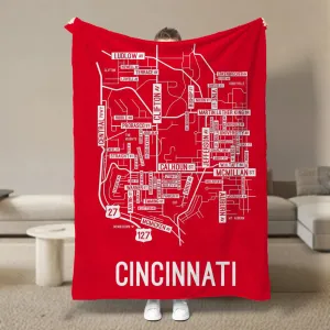 Cincinnati, Ohio Street Map Blanket Freshmen/Graduates Memorial Gifts