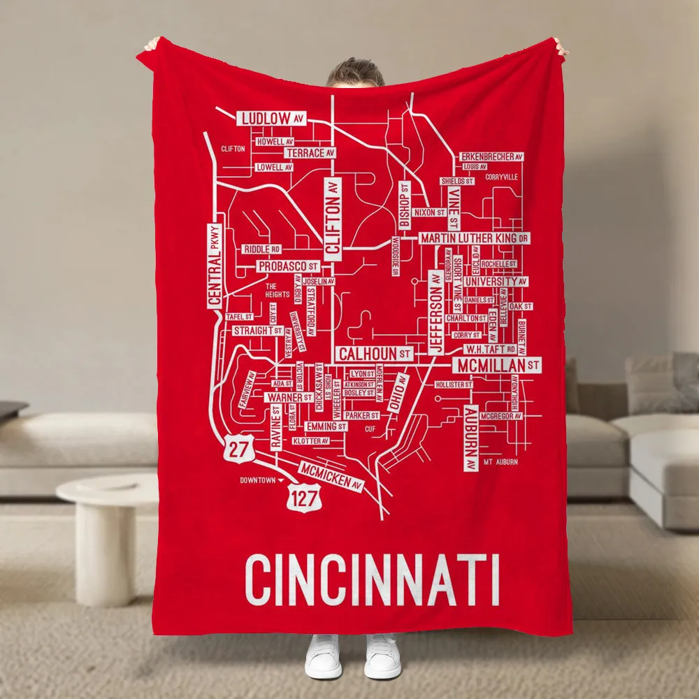 Cincinnati, Ohio Street Map Blanket Freshmen/Graduates Memorial Gifts