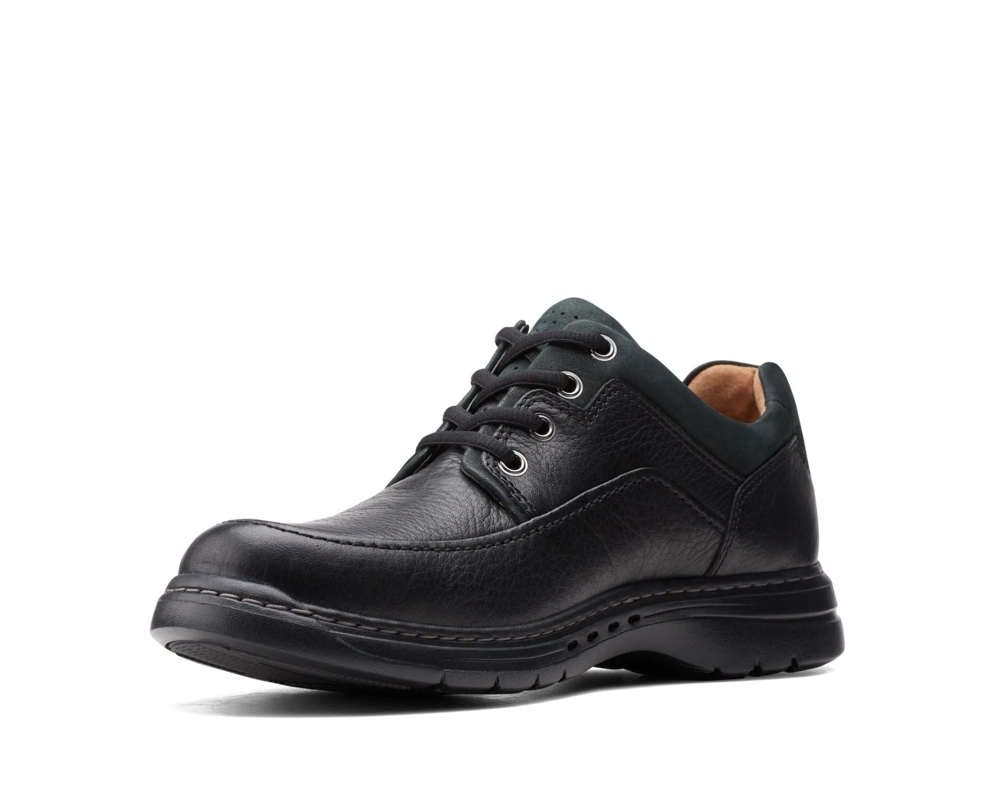 Clarks Un Brawley Lace Black Leather - Wide Width