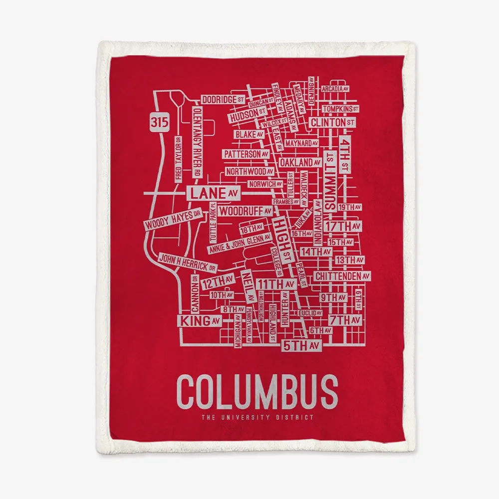 Columbus, Ohio Street Map Blanket Freshmen/Graduates Memorial Gifts