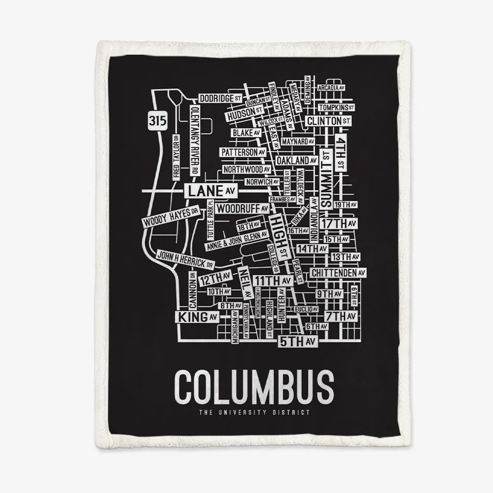 Columbus, Ohio Street Map Blanket Freshmen/Graduates Memorial Gifts