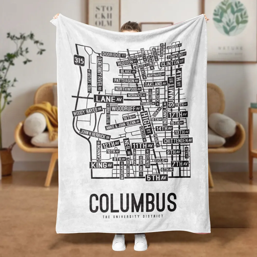 Columbus, Ohio Street Map Blanket Freshmen/Graduates Memorial Gifts