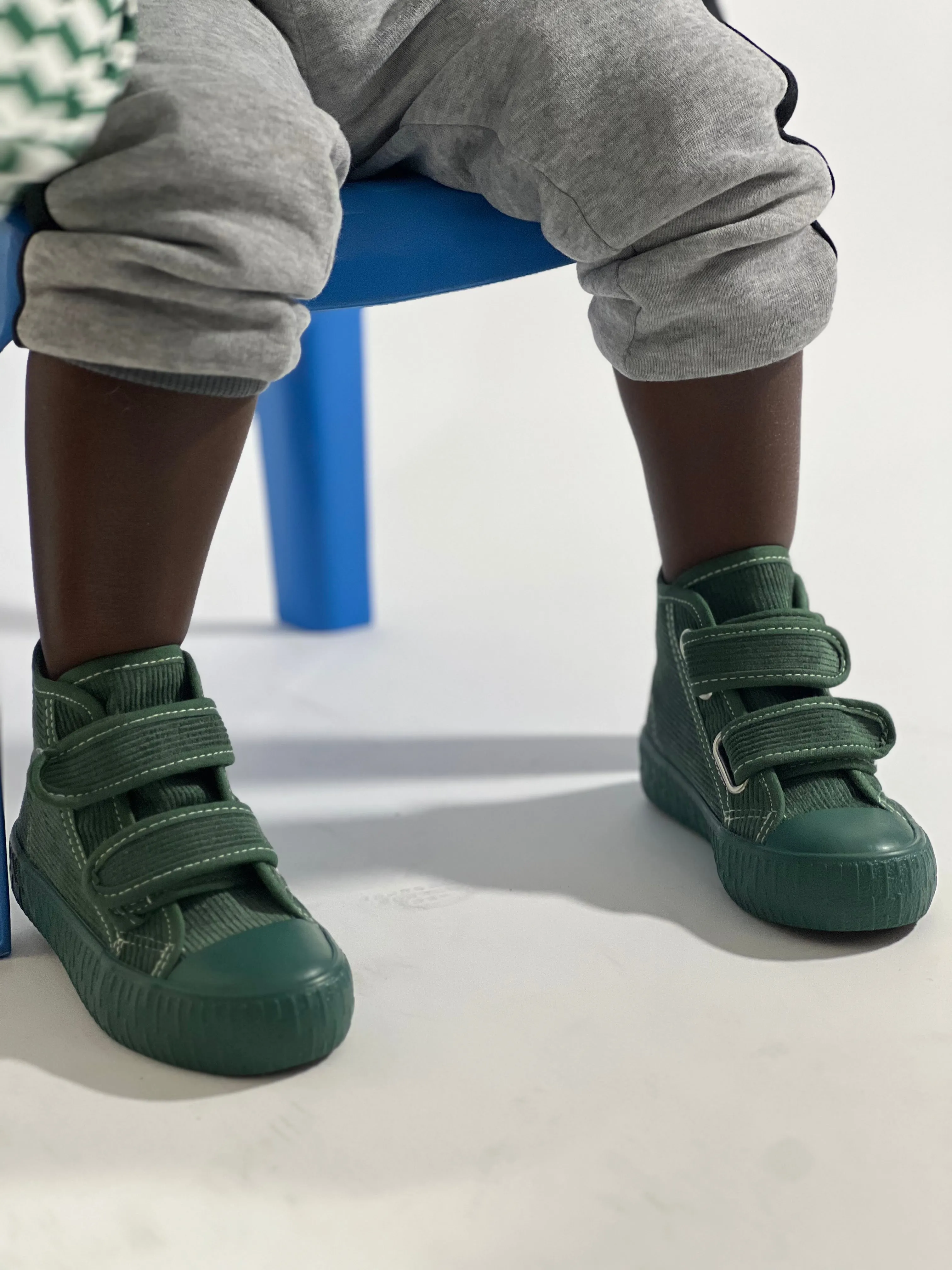 Corduroy High Top Velcro Kid Shoes for Lil Boys