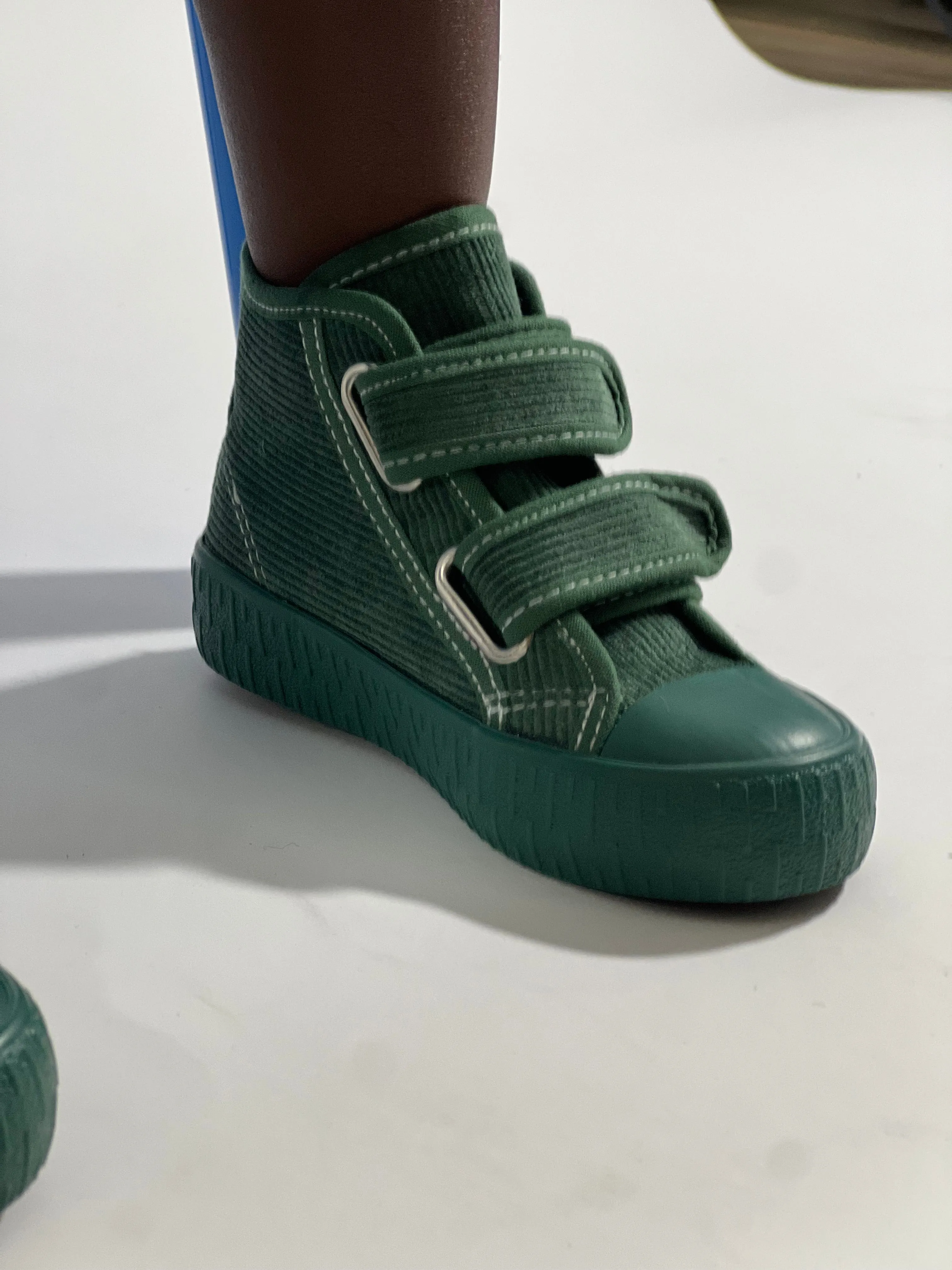 Corduroy High Top Velcro Kid Shoes for Lil Boys