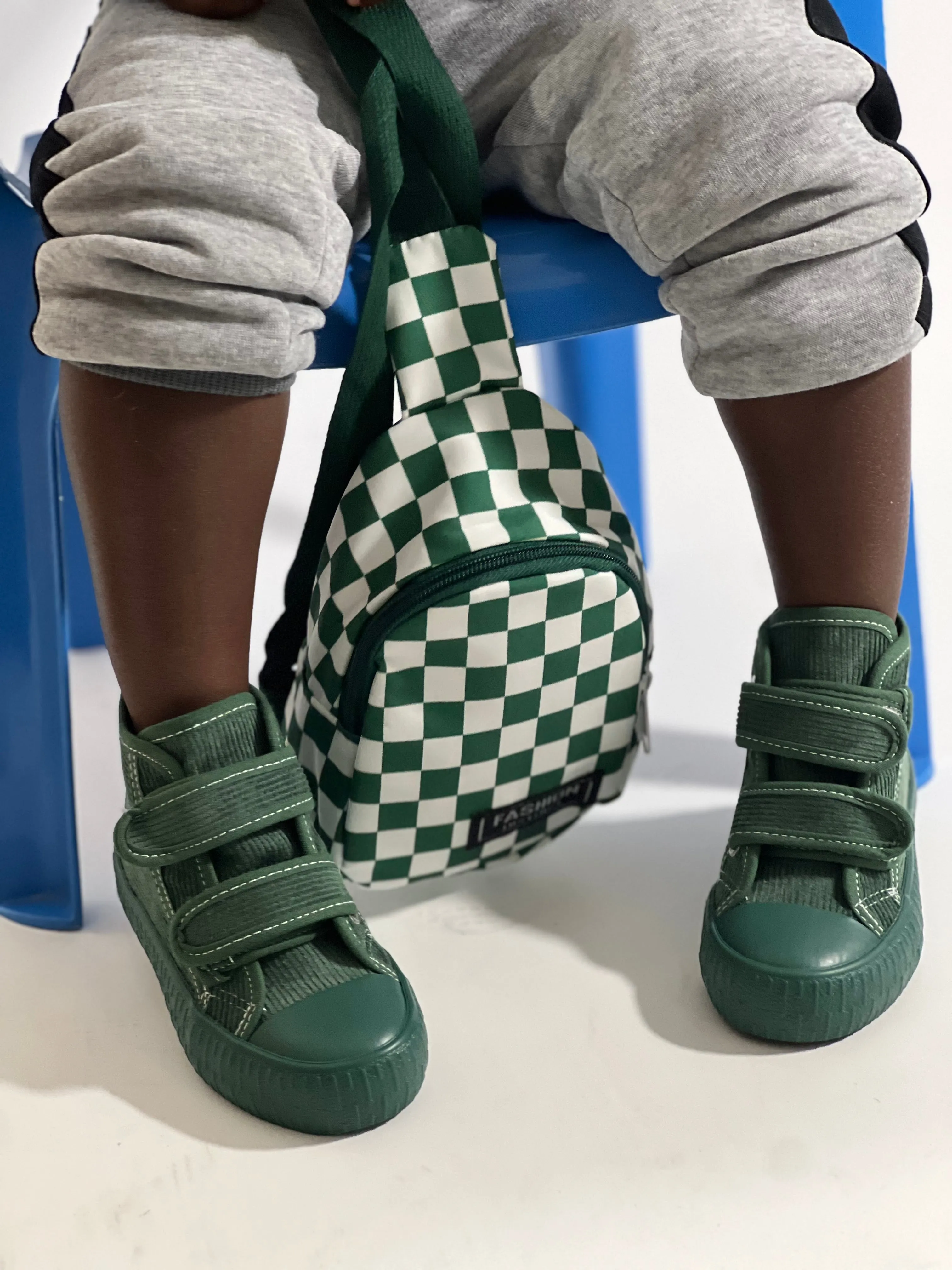 Corduroy High Top Velcro Kid Shoes for Lil Boys