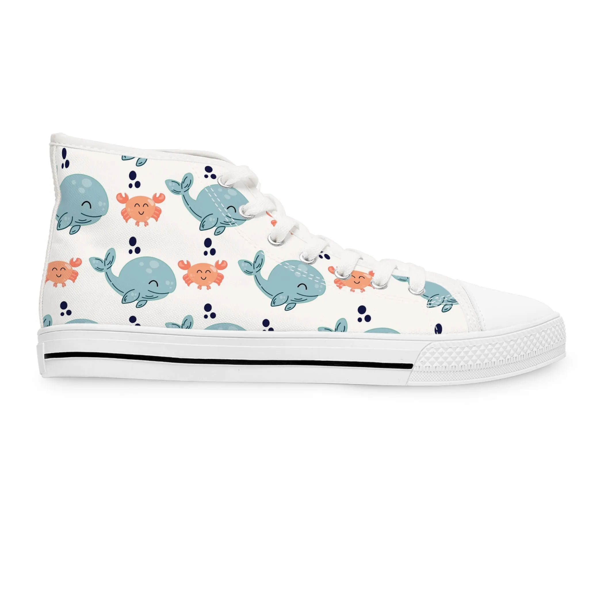 Crab and Whales Women's High Top Sneakers