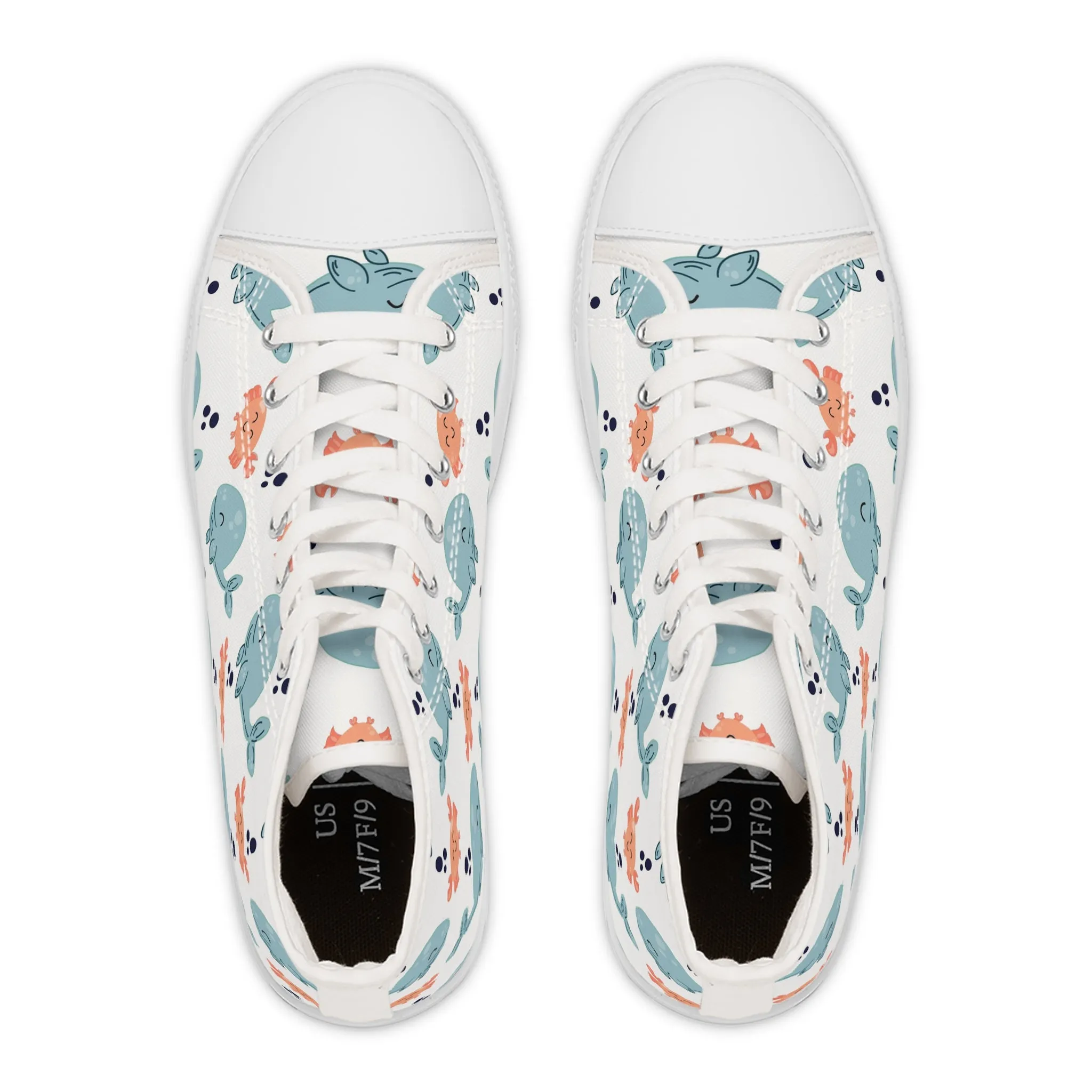 Crab and Whales Women's High Top Sneakers