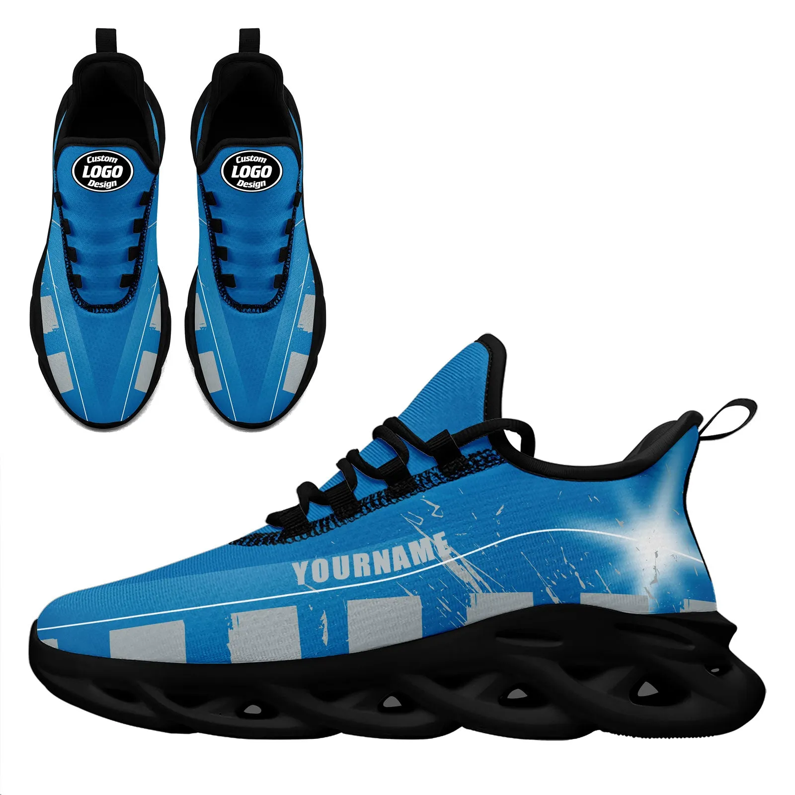 Custom Blue Gray Detroit MaxSoul Shoes and Hat Combo Offer Personalized Combo ZH-D020264-11