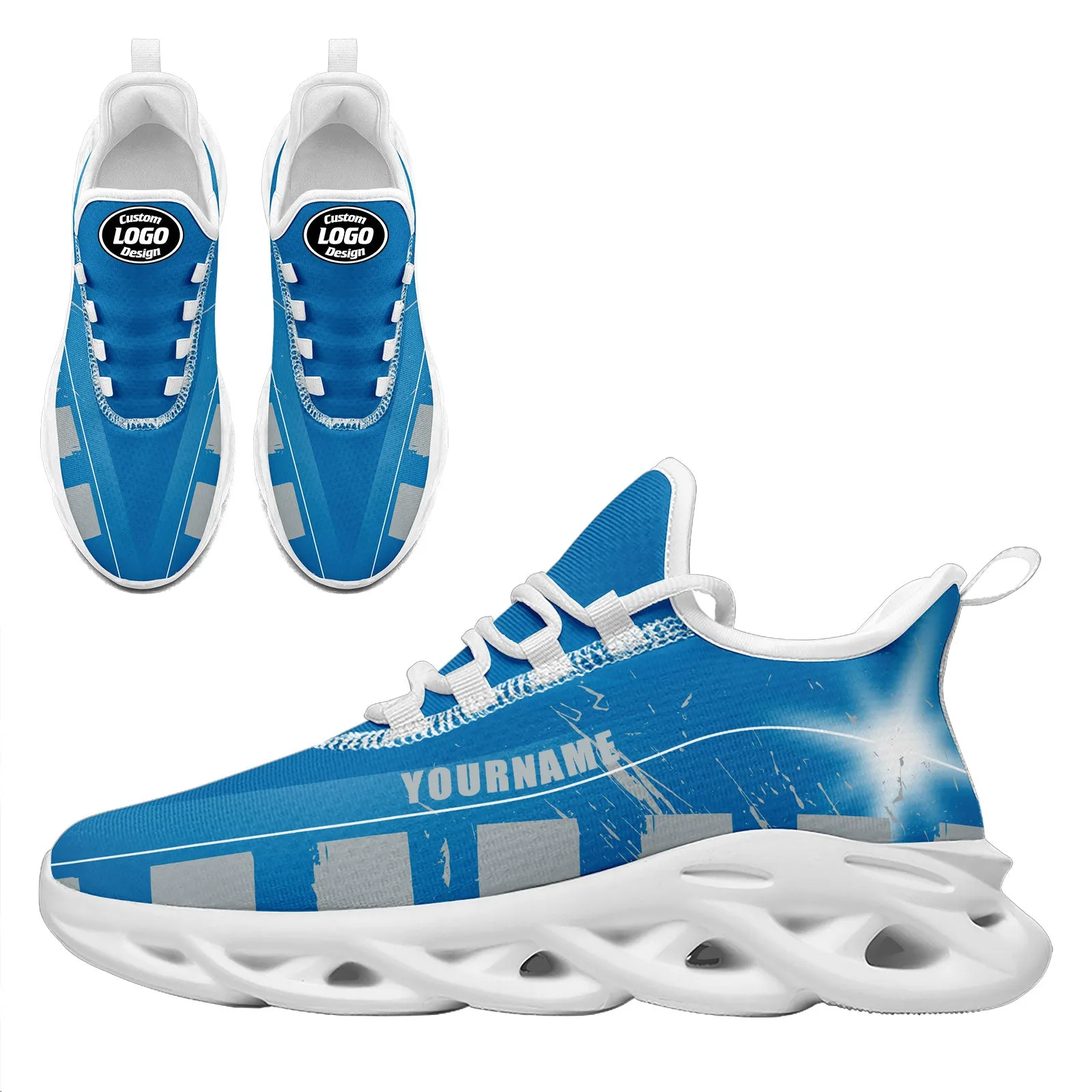 Custom Blue Gray Detroit MaxSoul Shoes and Hat Combo Offer Personalized Combo ZH-D020264-11