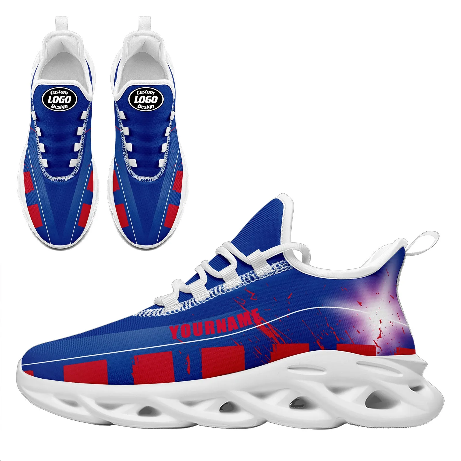 Custom Blue Red Buffalo MaxSoul Shoes and Hat Combo Offer Personalized Combo ZH-D020264-4