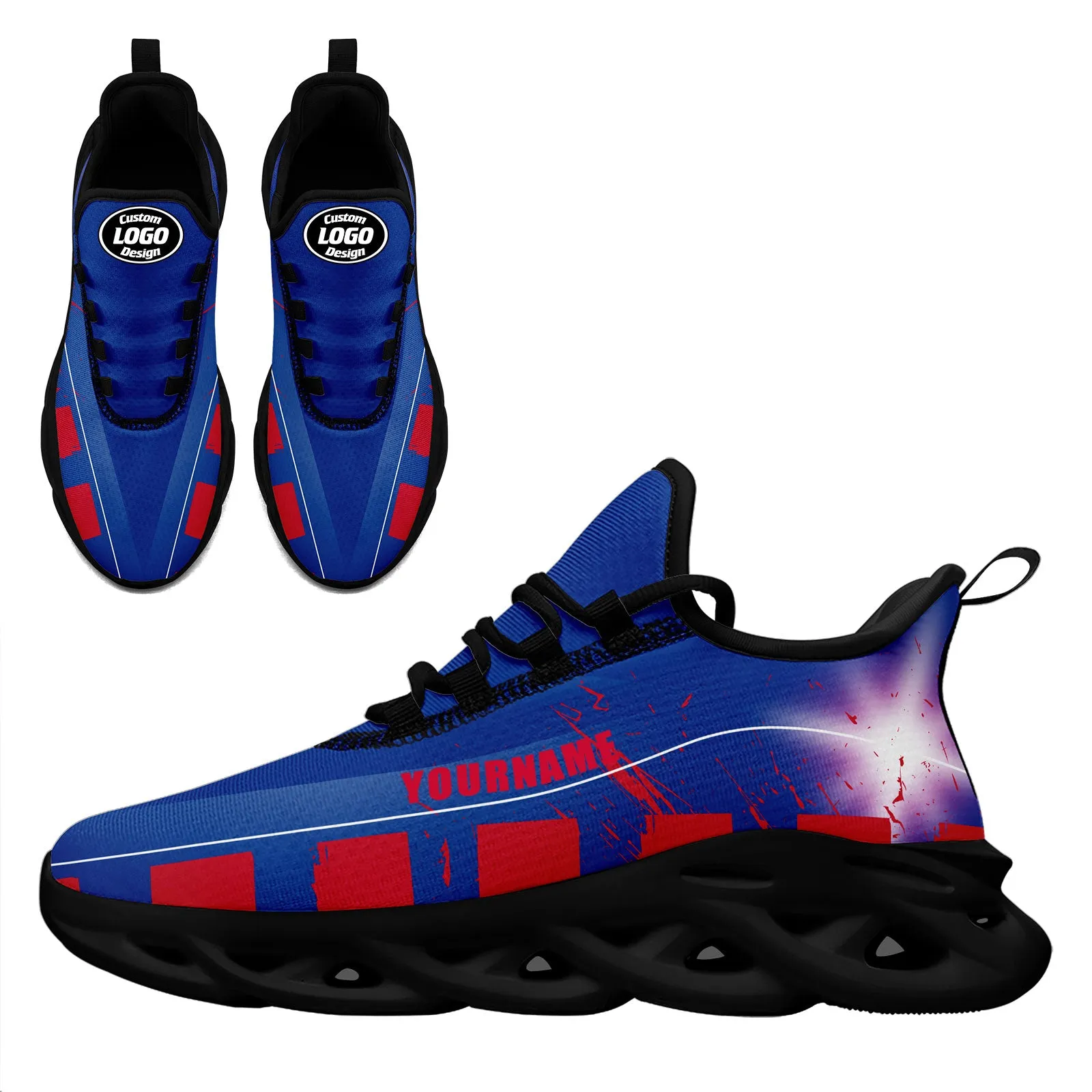 Custom Blue Red Buffalo MaxSoul Shoes and Hat Combo Offer Personalized Combo ZH-D020264-4