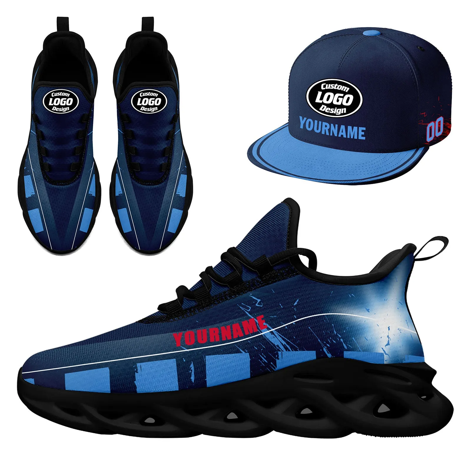 Custom Blue Tennessee MaxSoul Shoes and Hat Combo Offer Personalized Combo ZH-D020264-32