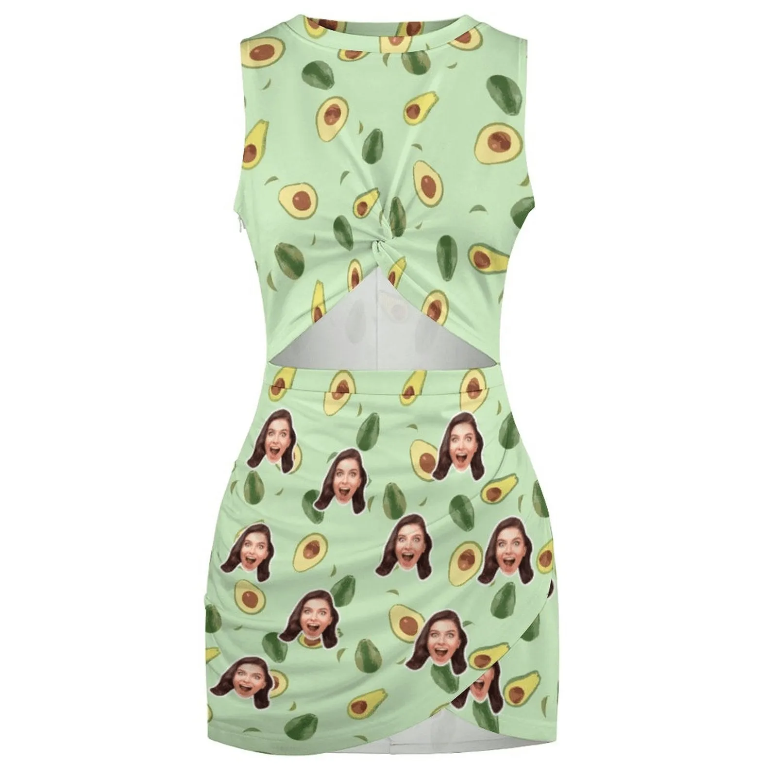 Custom Face Avocado Green Slim wrap hip skirt Personalized Women's Dress Short Skirt