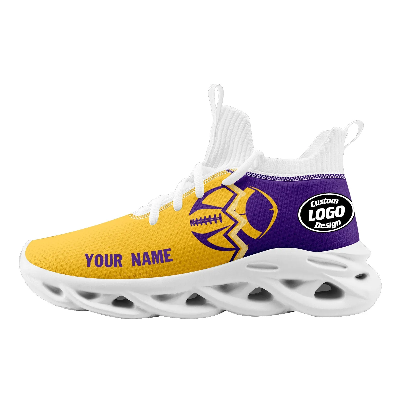 Custom Purple Yellow Minnesota MaxSoul Shoes and Hat Combo Offer Personalized Combo ZH-D028017-9