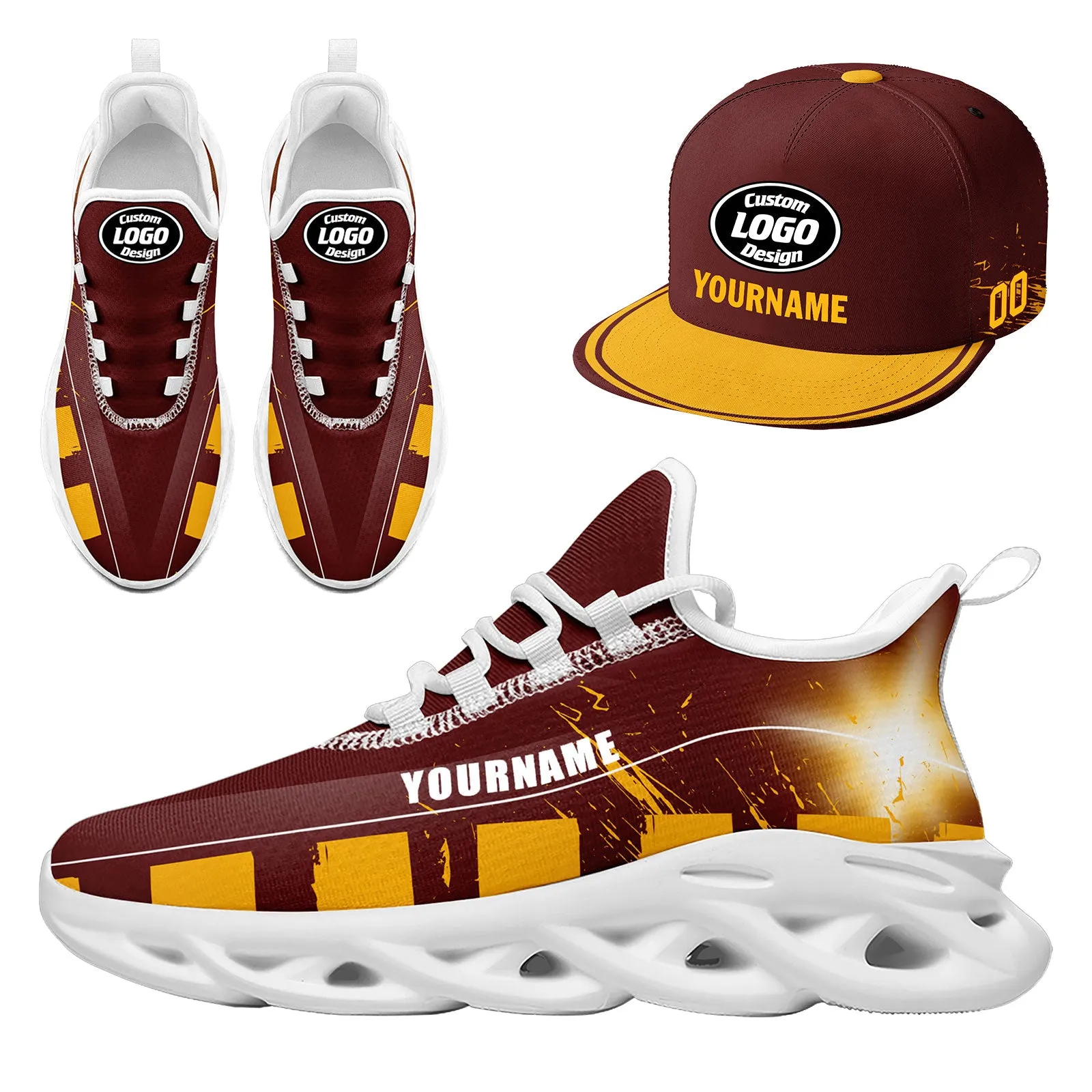 Custom Red Yellow Washington MaxSoul Shoes and Hat Combo Offer Personalized Combo ZH-D020264-31