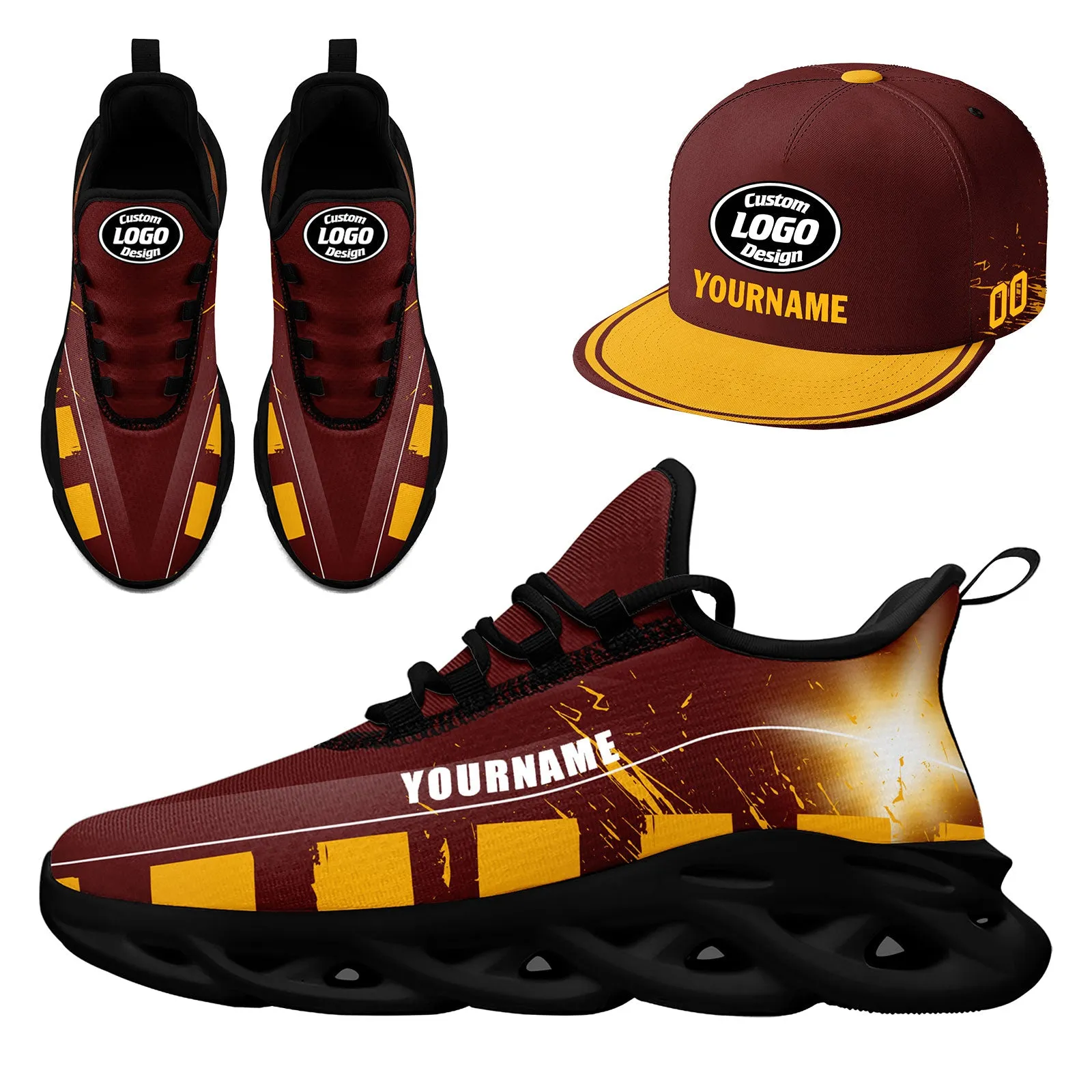 Custom Red Yellow Washington MaxSoul Shoes and Hat Combo Offer Personalized Combo ZH-D020264-31