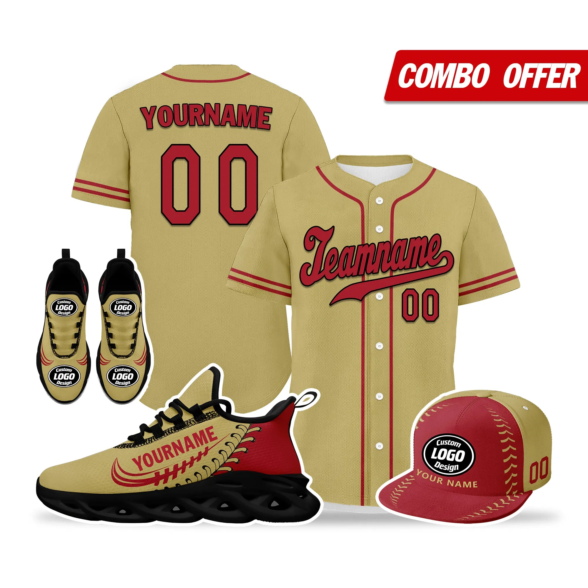 Custom Yellow Jersey MaxSoul Shoes and Hat Combo Offer Personalized ZH-bd0b00e0-7