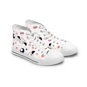 Cute Halloween Cat Bat Women's High Top Sneakers