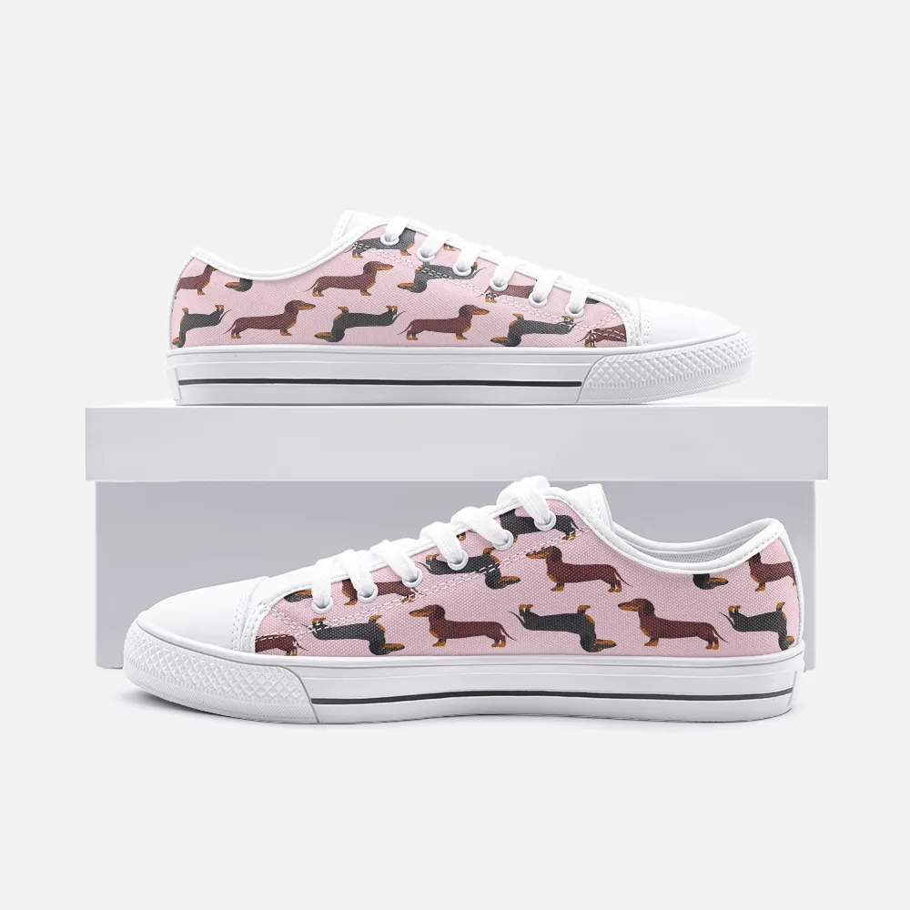 Dachshund Pink Low Top Unisex Canvas Sneakers