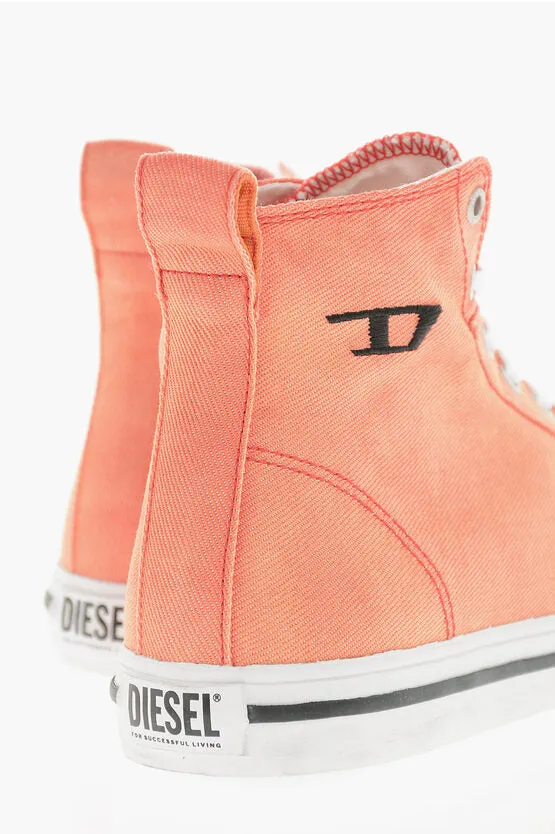 Diesel Visible Stiching Denim S-ATHOS High-Top Sneakers