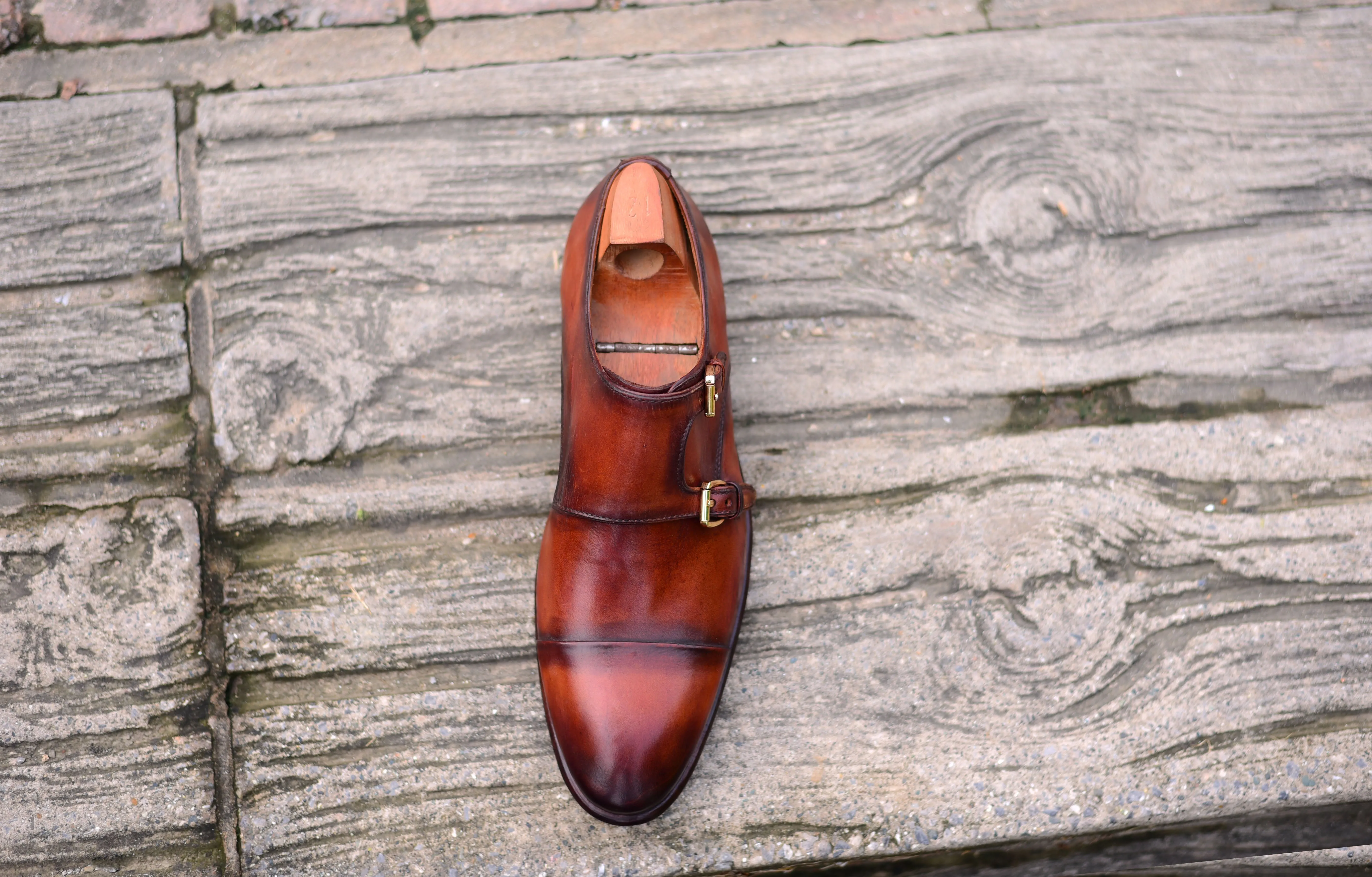 Double Monk - Brown Monk Strap Shoes