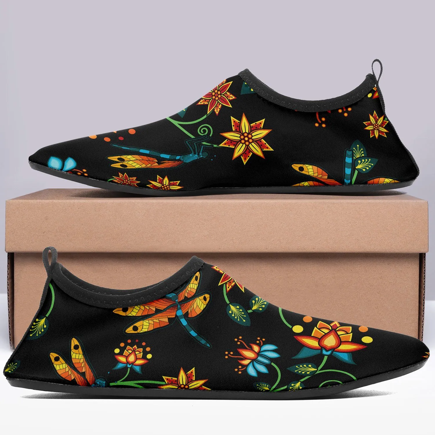 Dragon Lily Noir Kid's Sockamoccs Slip On Shoes