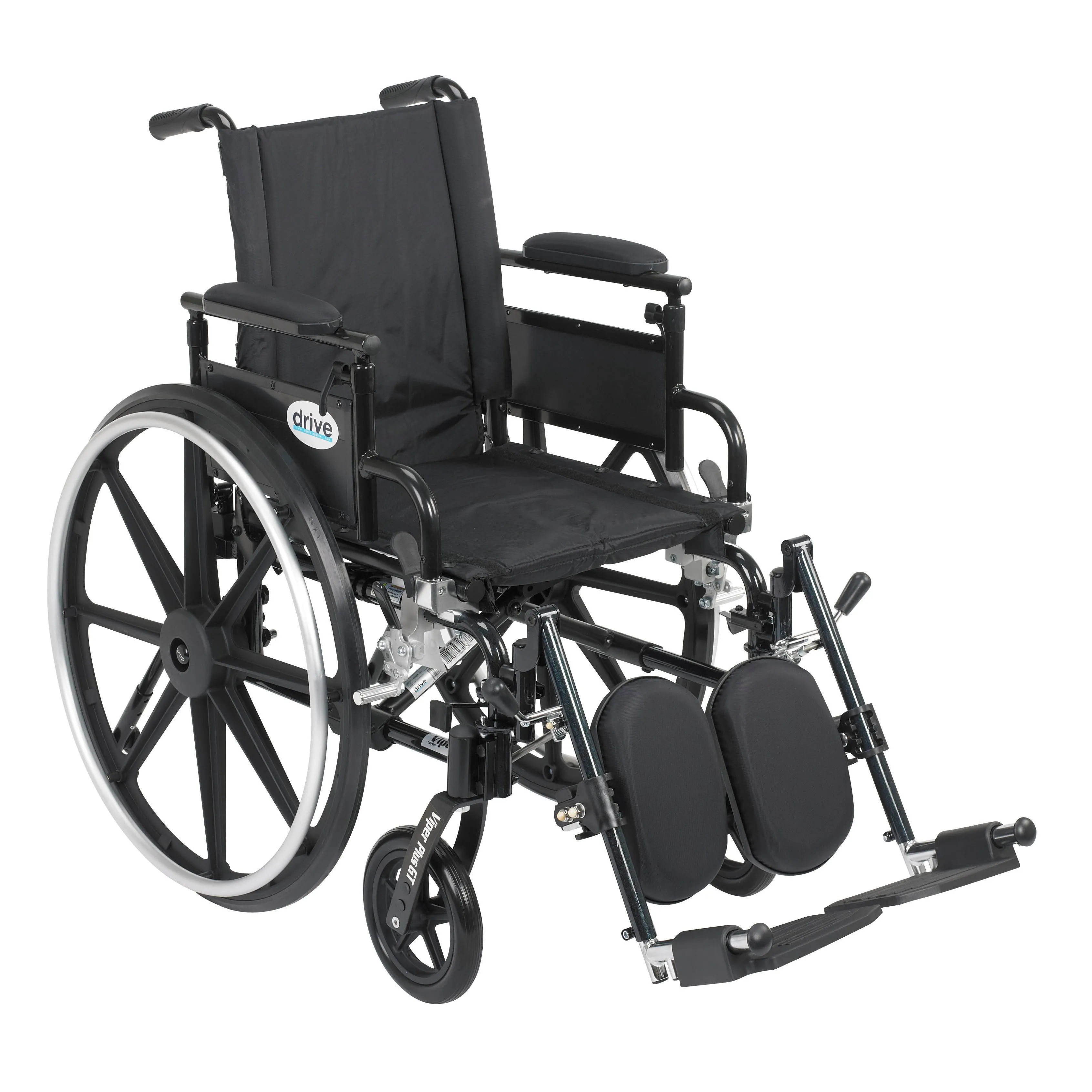 Drive Medical pla418fbdaarad-elr Viper Plus GT Wheelchair with Flip Back Removable Adjustable Desk Arms, Elevating Leg Rests, 18" Seat