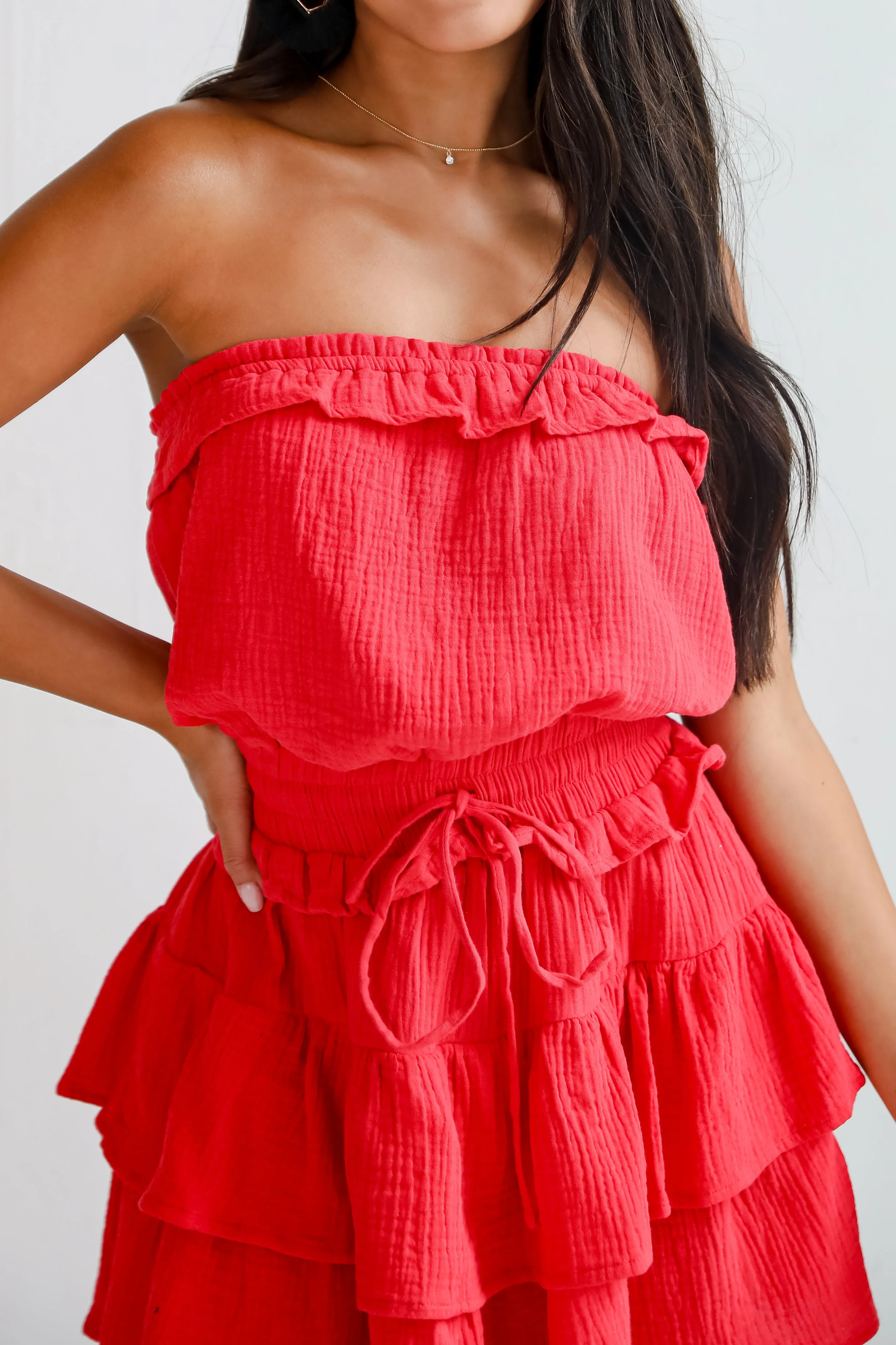 FINAL SALE - On The Sidelines Linen Strapless Mini Dress