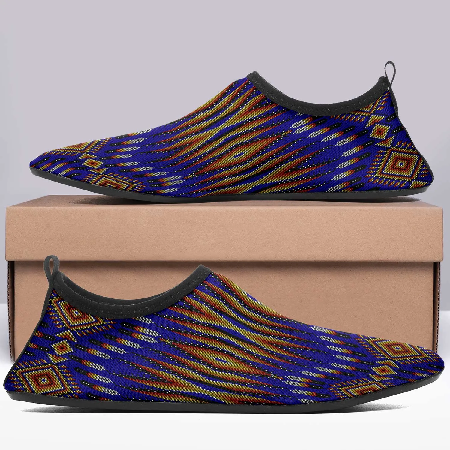 Fire Feather Blue Kid's Sockamoccs Slip On Shoes