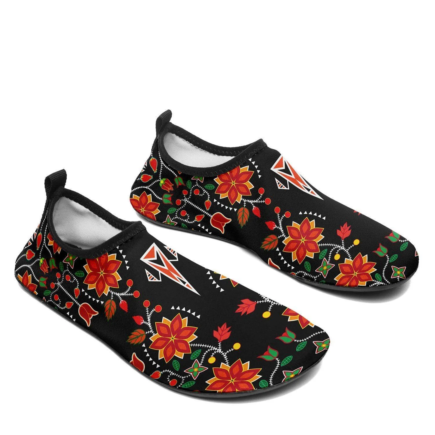 Floral Beadwork Six Bands Sockamoccs Kid's Sockamoccs Slip On Shoes