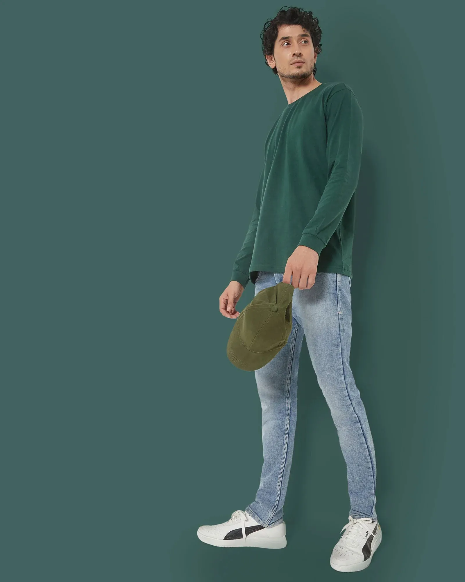 Full Sleeves Crew Neck: Emerald Green