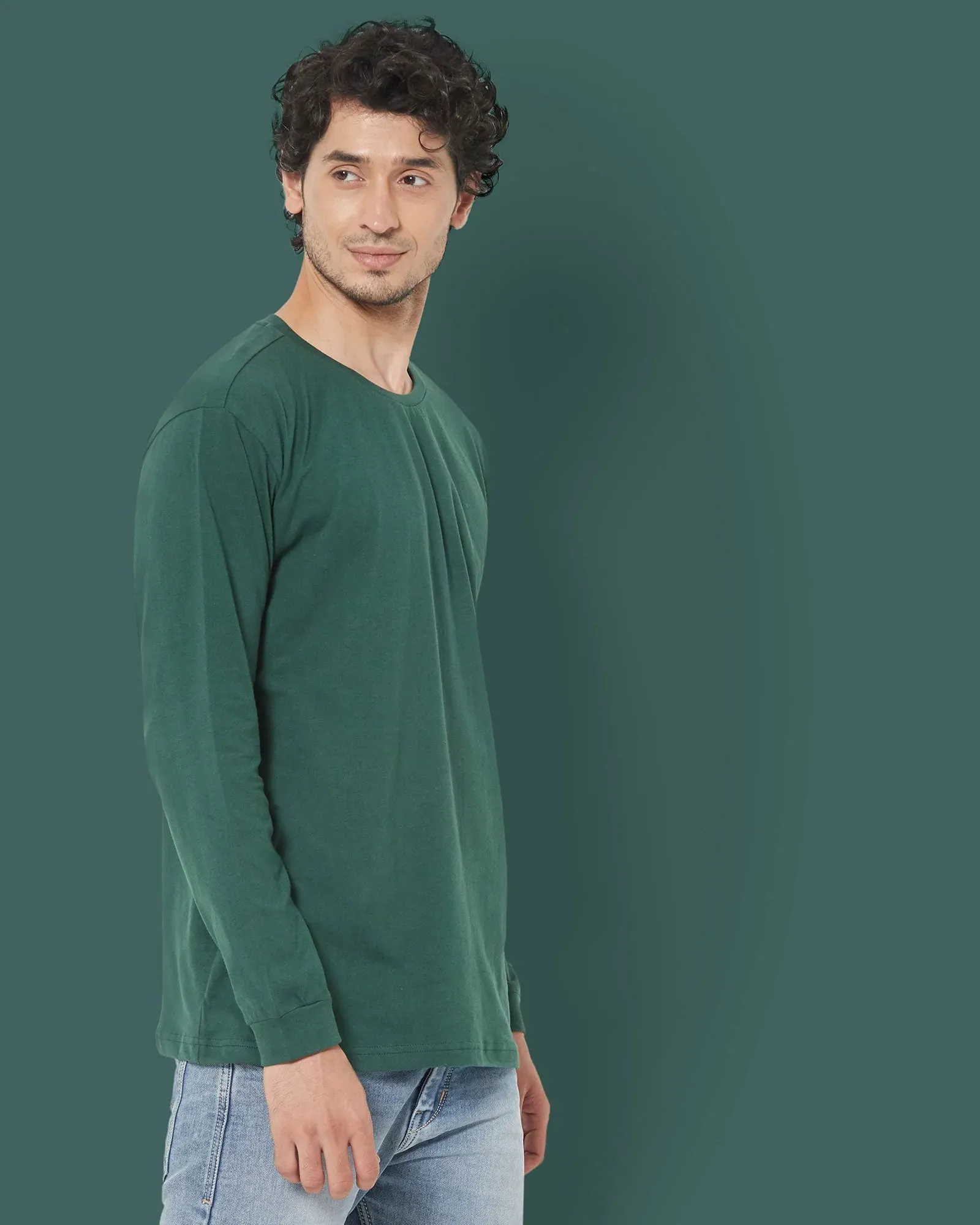 Full Sleeves Crew Neck: Emerald Green