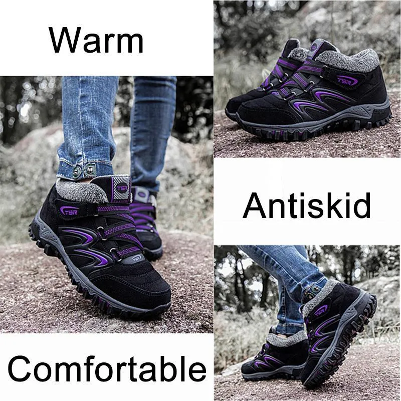 Fur lining anti-slip sneakers fur lining snow boots