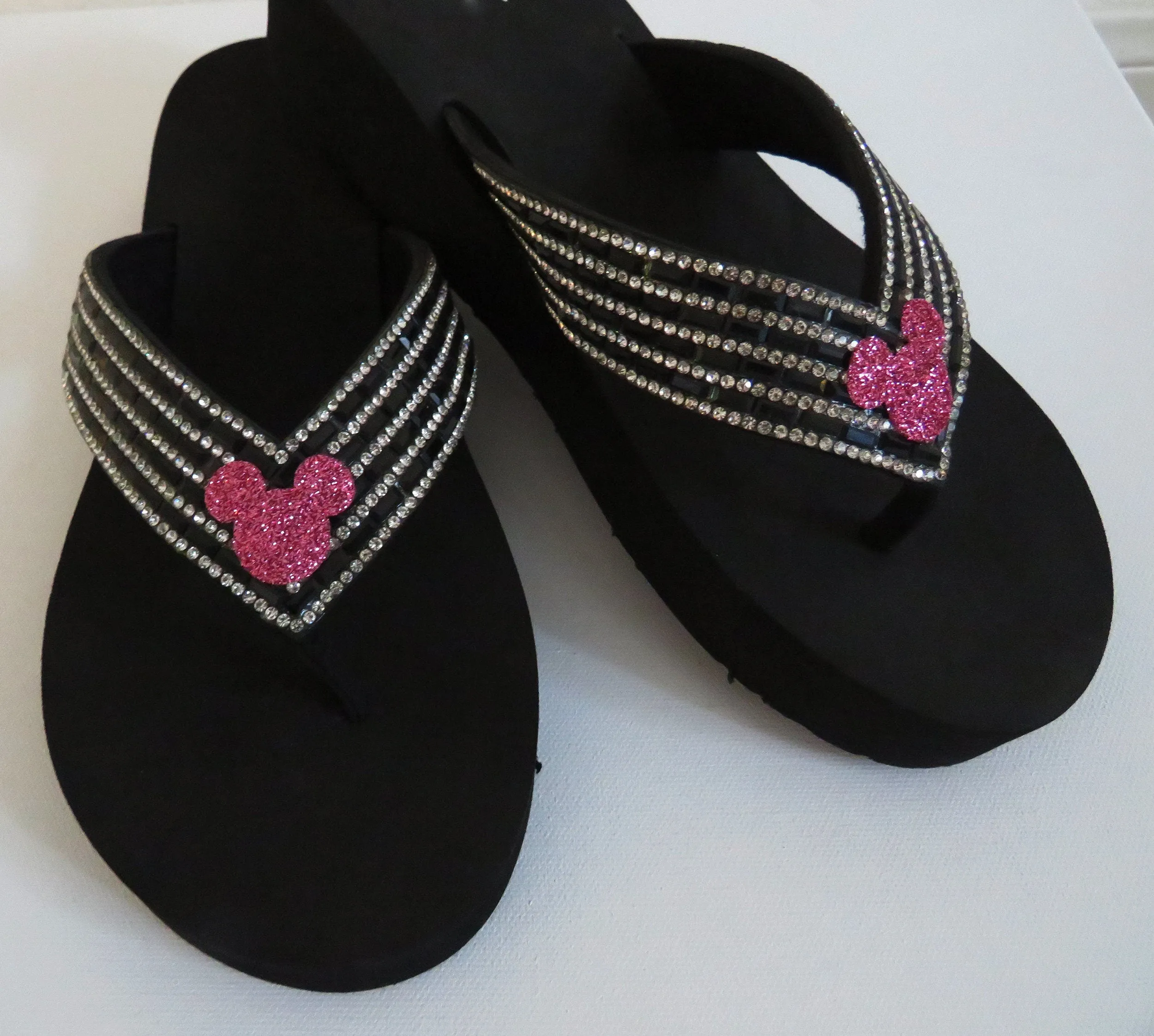 Glitter n Rhinestone Mouse Shoes Slippers/Bling Rhinestone Sandals/Women Flip Flop shoes