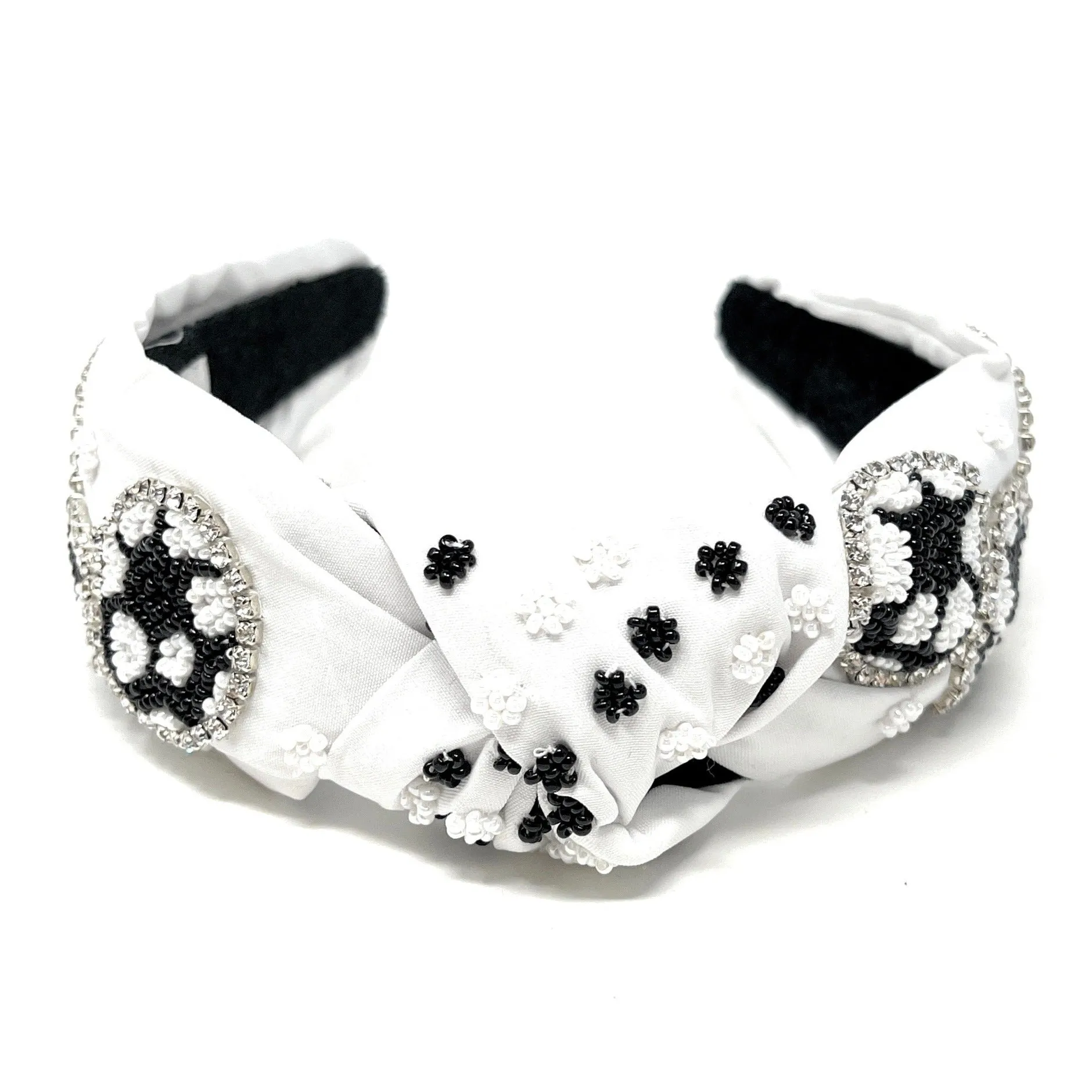 Hand Beaded Soccer Jeweled Knot Headband